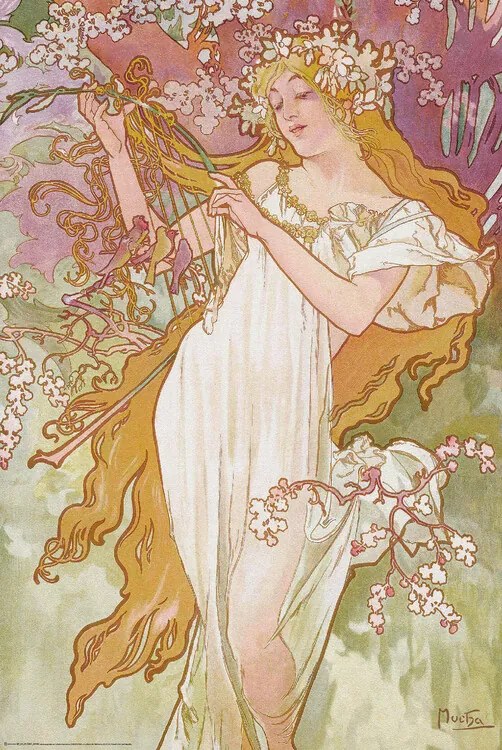 Αφίσα The Seasons Spring, Alphonse Mucha