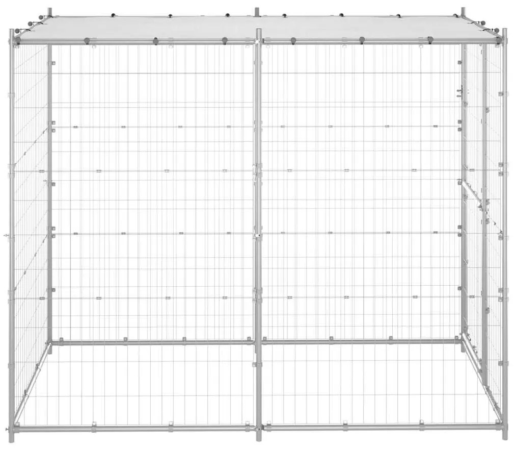 vidaXL Κλουβί Σκύλου Εξ. Χώρου Γαλβαν. Χάλυβας 110x220x180εκ Στέγαστρο