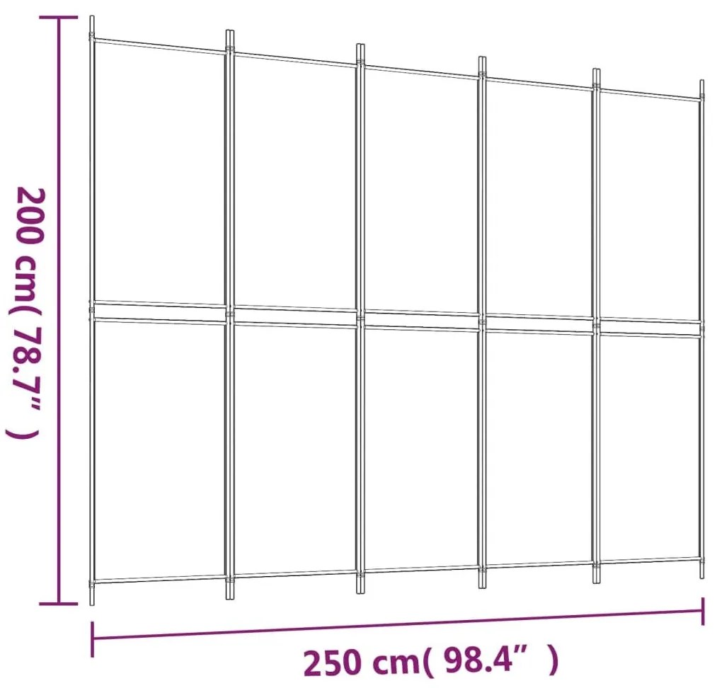 Διαχωριστικό Δωματίου με 5 Πάνελ Καφέ 250x200 εκ. από Ύφασμα - Καφέ