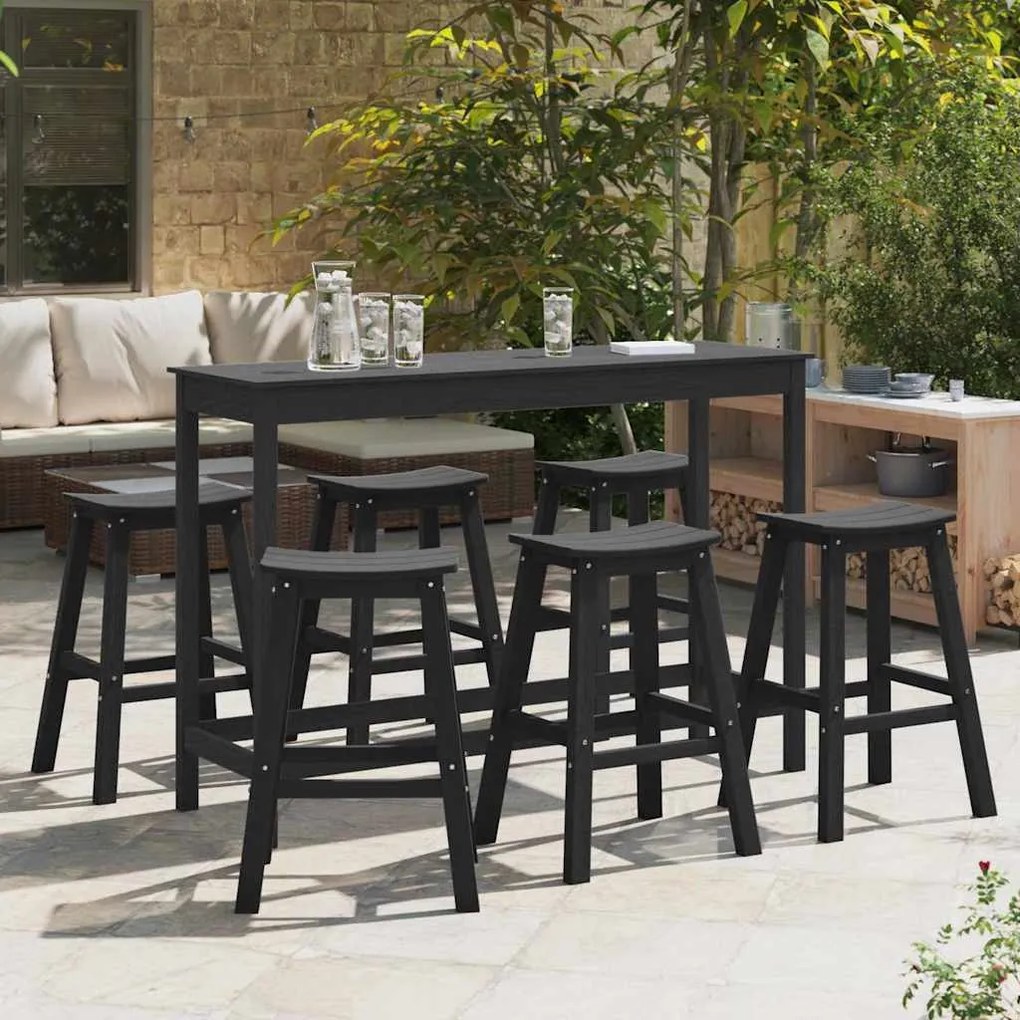 vidaXL Σετ Μπαρ Σκαμπό 6 Τεμάχια Μαύρα από HDPE