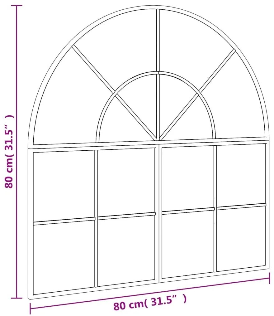 Καθρέφτης Τοίχου Αψίδα Μαύρος 80 x 80 εκ. από Σίδερο - Μαύρο