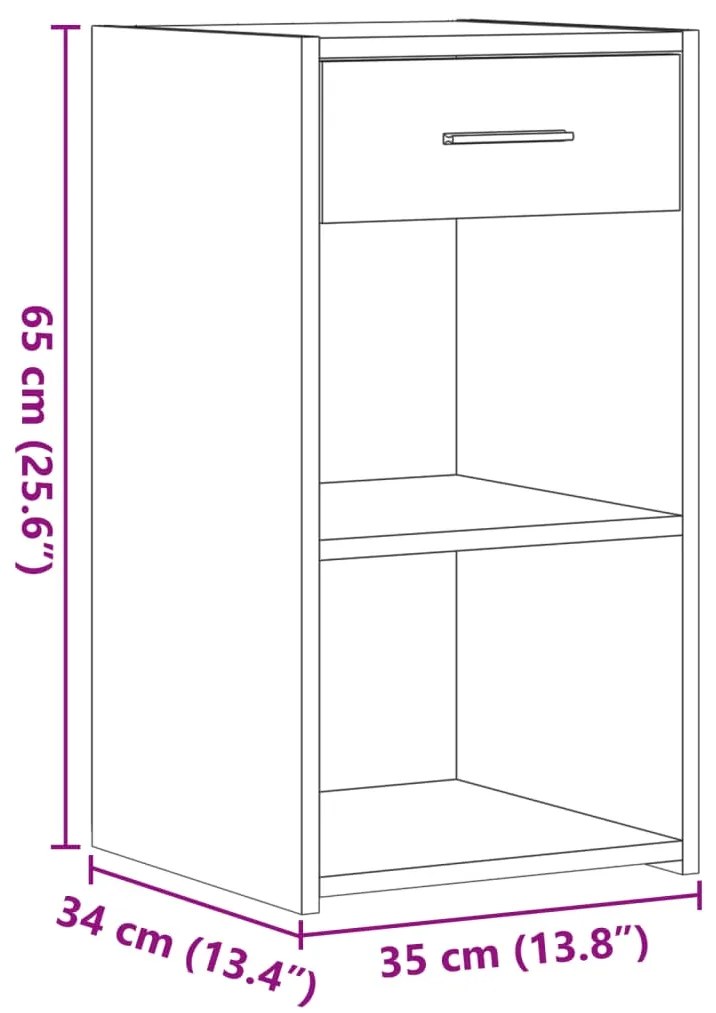 Κομοδίνο Μαύρο 35x34x65 εκ. από Επεξεργασμένο Ξύλο - Μαύρο