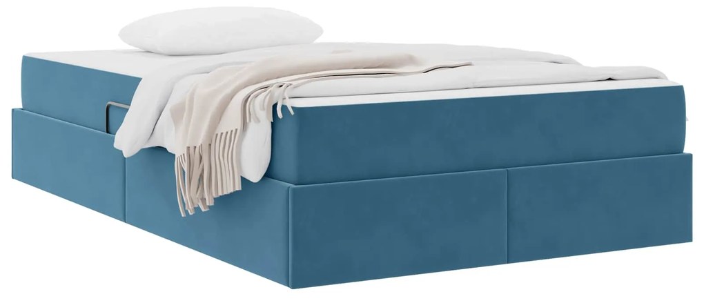 vidaXL Κρεβάτι με αποθηκευτικό χώρο και στρώμα Μπλε 120 x 190 cm