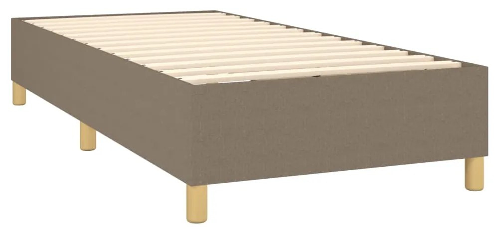 vidaXL Κρεβάτι Boxspring με Στρώμα & LED Taupe 90x200 εκ. Υφασμάτινο