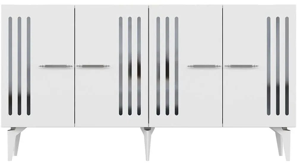 Μπουφές Junes 475OLV2316 150x40x79cm White-Silver Particle Board, Melamine