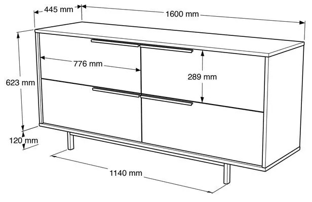 Μπουφές Lebon μελαμίνης λευκό-μαύρο 160x44.5x74εκ 160x44.5x74 εκ.