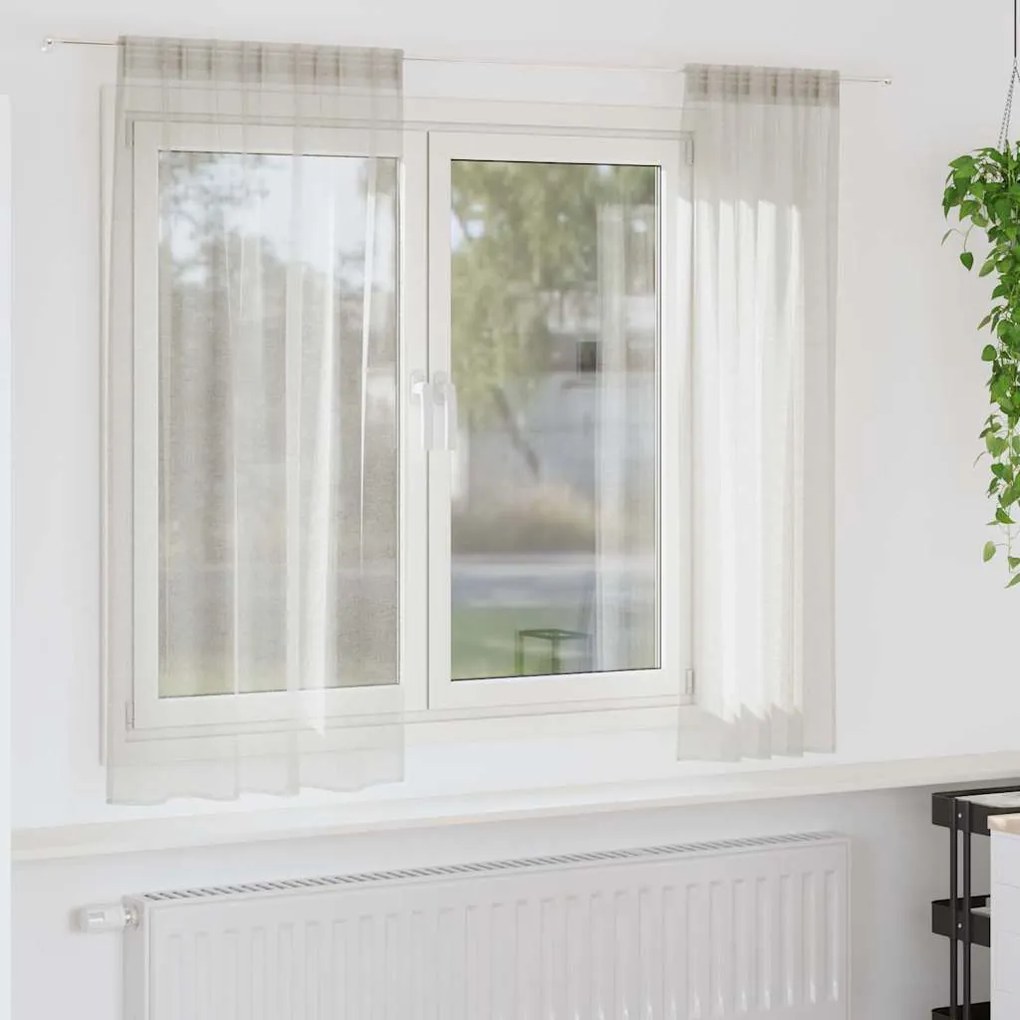 vidaXL Κουρτίνες με κουρτίνες 2 pcs Κρεμ 140 x 175 εκ. Πολυεστέρας