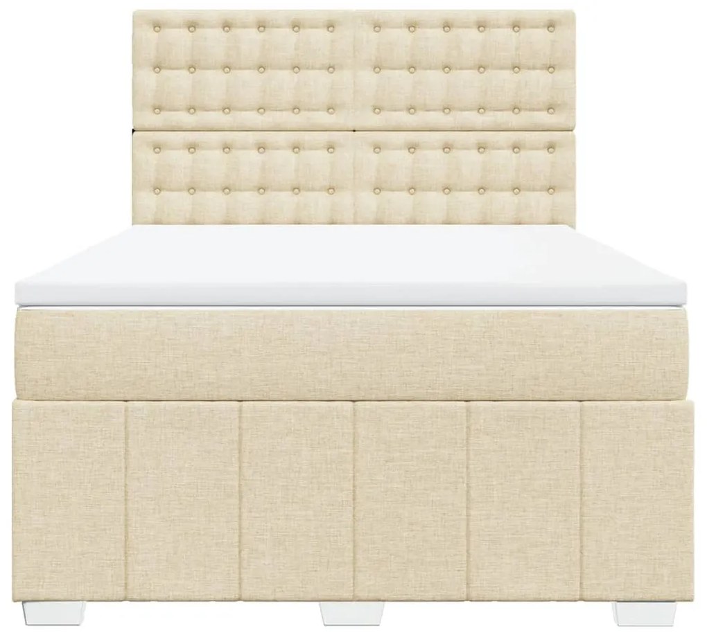 vidaXL Κρεβάτι Boxspring με Στρώμα Κρεμ 160x200 εκ. Υφασμάτινο