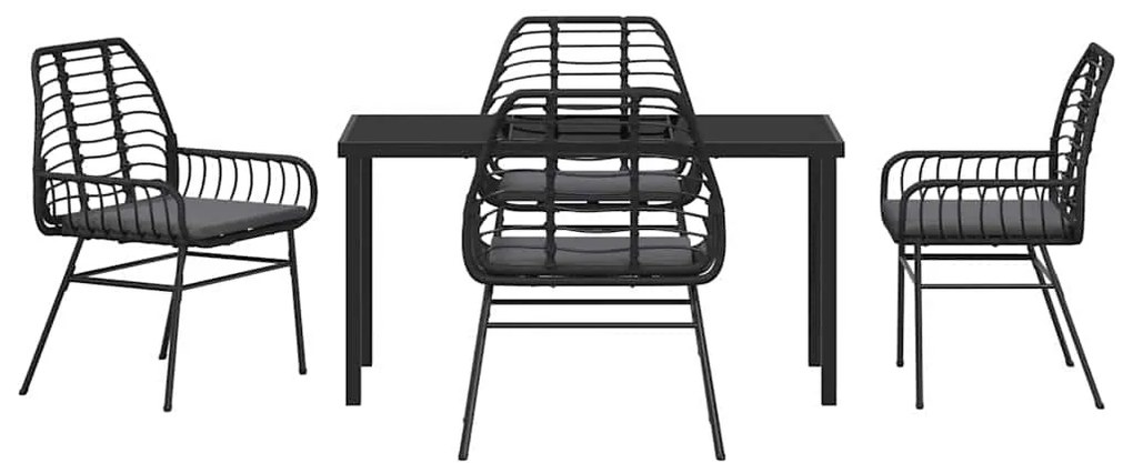 vidaXL Σέτ φαγητού για κήπο 5 pcs Μαύρο συνθετικό ρατάν