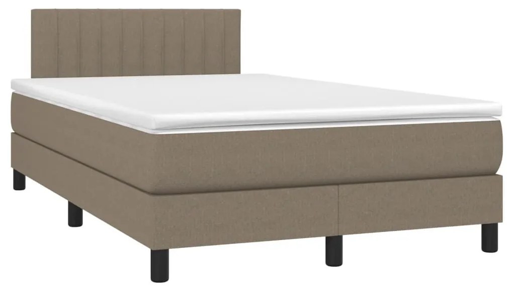 Κρεβάτι Boxspring με Στρώμα &amp; LED Taupe 120x190 εκ. Υφασμάτινο - Μπεζ-Γκρι