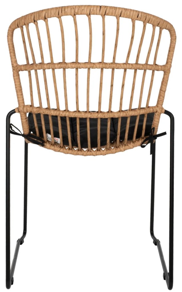 Καρέκλα C5866.01 Μεταλλική Μαύρη με Μαξιλάρι και Rattan Φυσικό 51.5x58x86Yεκ. 51.5x58x86 εκ.