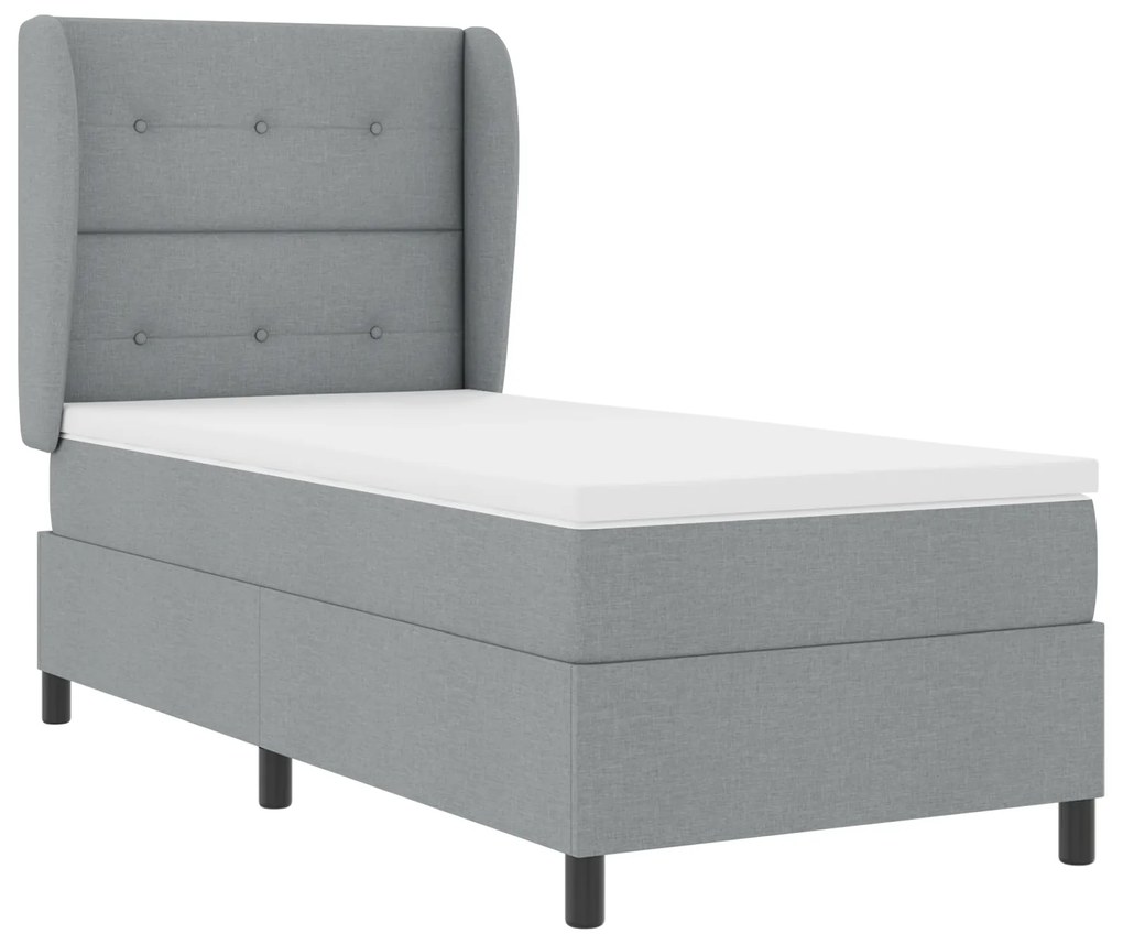 vidaXL Κρεβάτι Box Spring με Στρώμα Ανοιχτό Γκρι 80x200 εκ. Ύφασμα