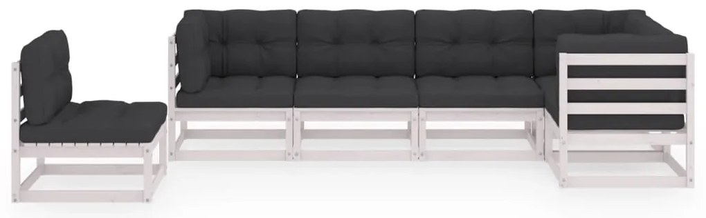 vidaXL Σαλόνι Κήπου Σετ 6 Τεμαχίων από Μασίφ Ξύλο Πεύκου &amp; Μαξιλάρια