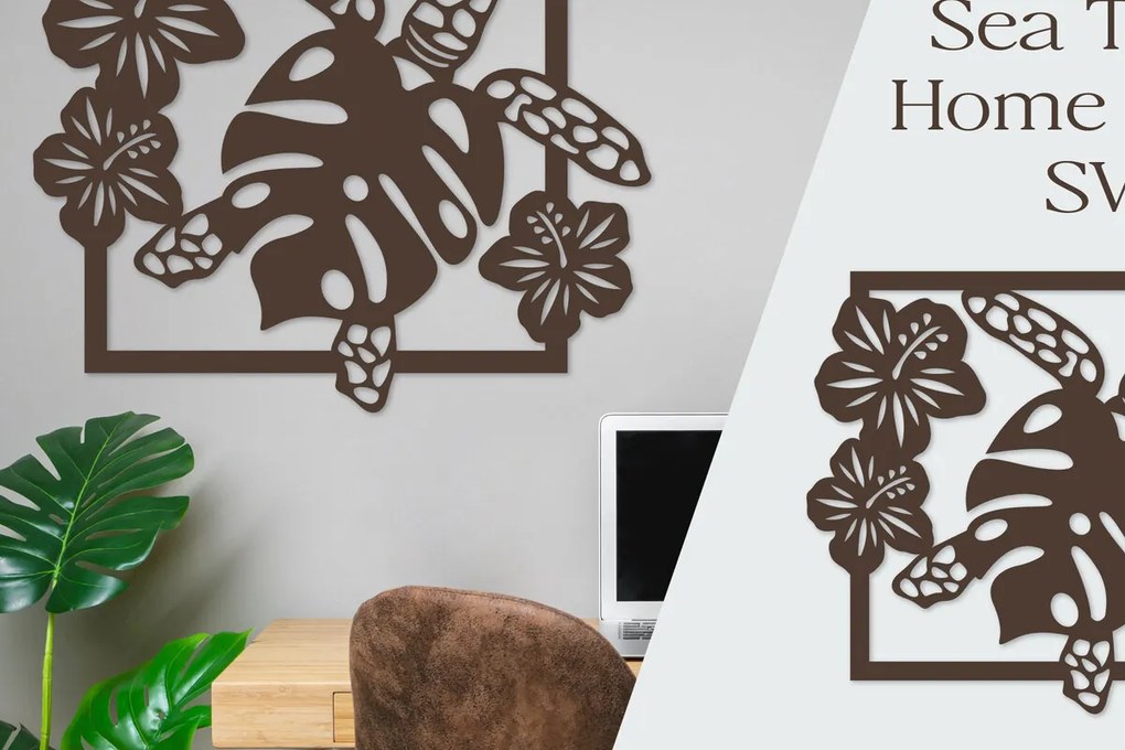 Intra απο ξύλο plywood 3mm-4mm πάχος – Διακόσμηση σπιτιού Sea Turtle I Sea Animals Δίασταση  20x20 cm INTRAFABR-74401705
