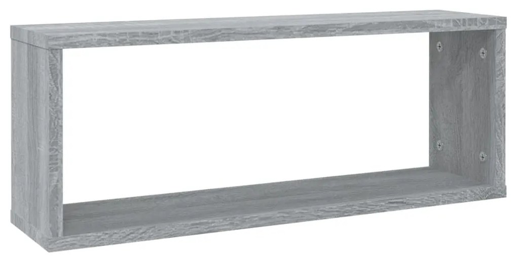 Ραφιέρες Τοίχου Κύβος 4 τεμ Γκρι Sonoma 60x15x23 εκ. Επεξ. Ξύλο - Γκρι
