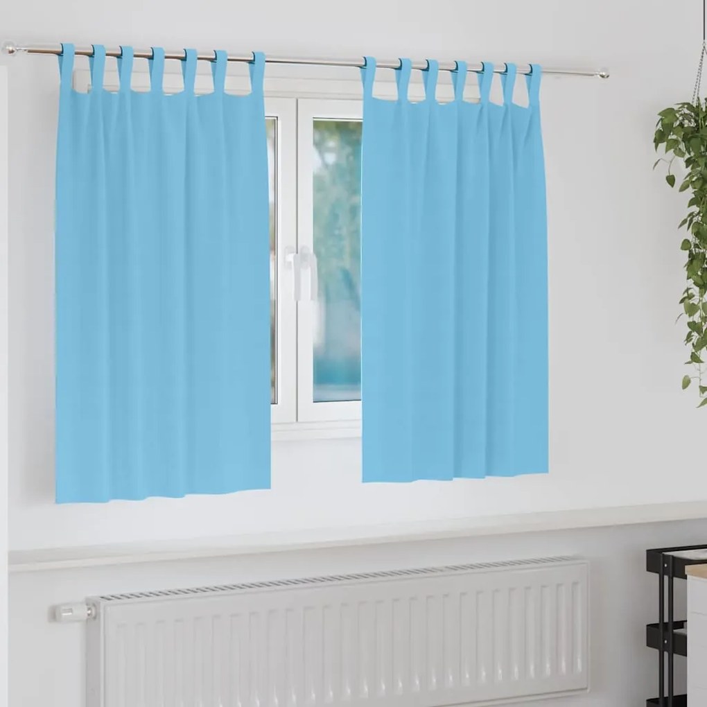 vidaXL Κουρτίνες με κουρτίνες 2 pcs Γαλάζιο Πολυεστέρας