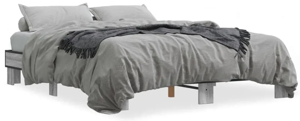 vidaXL Πλαίσιο Κρεβατιού Γκρι Sonoma 150x200 εκ. Επεξ. Ξύλο &amp; Μέταλλο