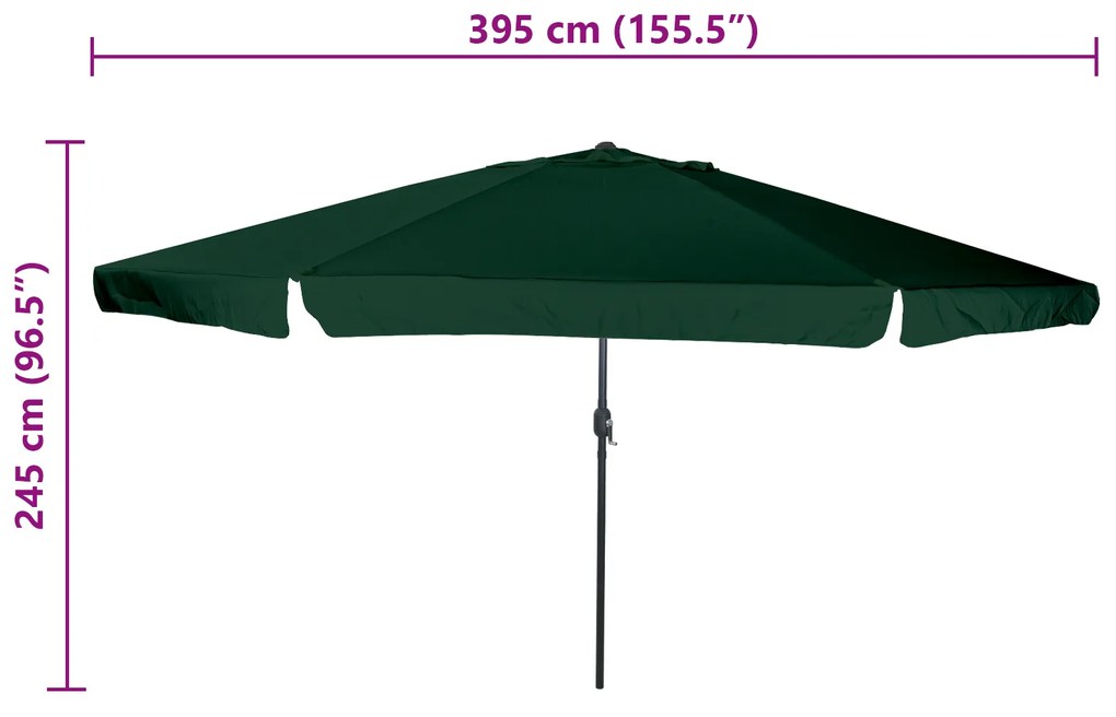 vidaXL Ομπρέλα Κήπου Ø395x245 εκ Πράσινο