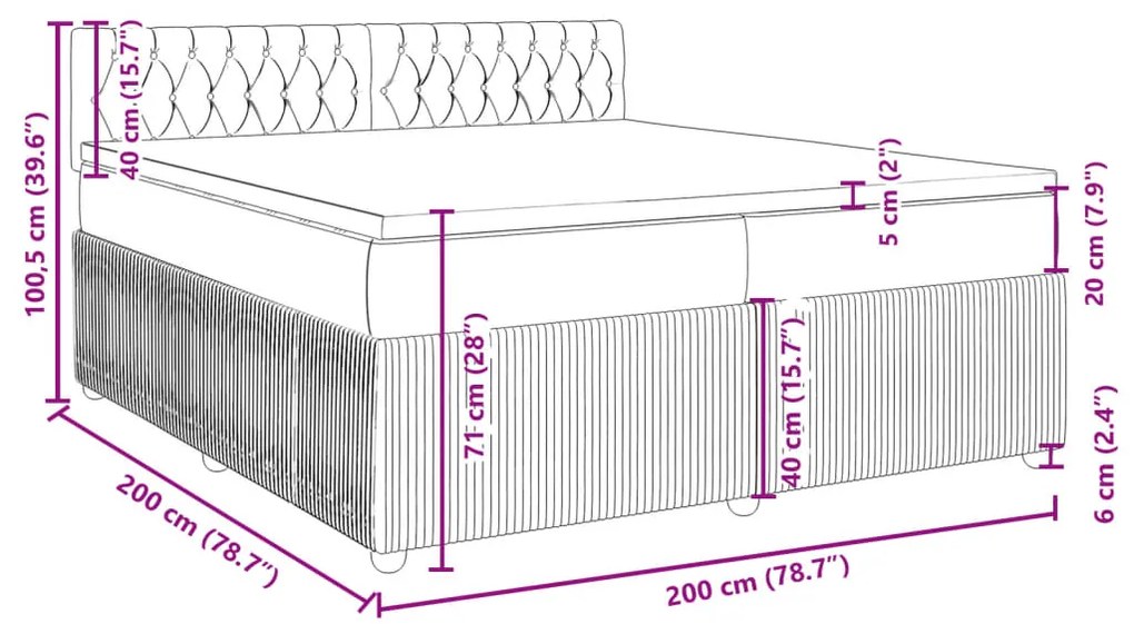 Κρεβάτι Boxspring με Στρώμα Μπλε 200x200 εκ. Βελούδινο - Μπλε