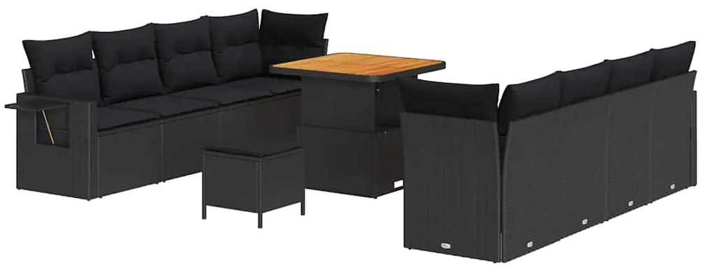 vidaXL Σετ Καναπέ Κήπου με αποθήκευση 11 pcs Μαύρο Πολυ ράταν