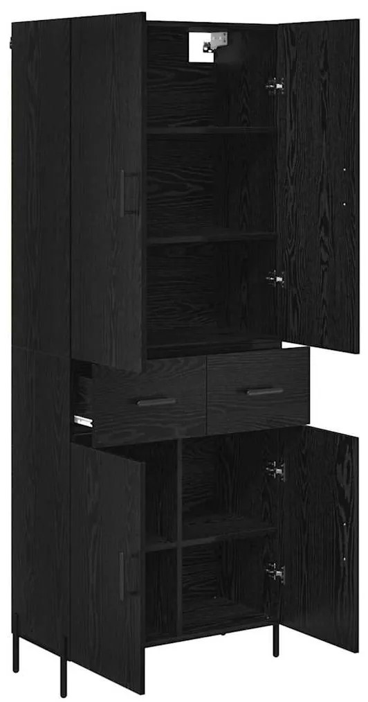 vidaXL Highboard Μαύρη Οξυά 69,5 x 34 x 180 εκ. Επεξεργασμένο ξύλο