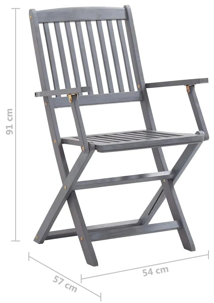 Καρέκλες Εξωτ. Χώρου Πτυσσόμενες 2 τεμ Ξύλο Ακακίας &amp; Μαξιλάρια - Πράσινο