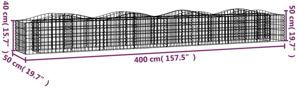 Συρματοκιβώτιο Τοξωτό 400x50x50 εκ. από Γαλβανισμένο Σίδερο - Ασήμι