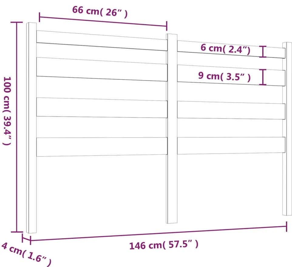 vidaXL Κεφαλάρι Κρεβατιού 146 x 4 x 100 εκ. από Μασίφ Ξύλο Πεύκου