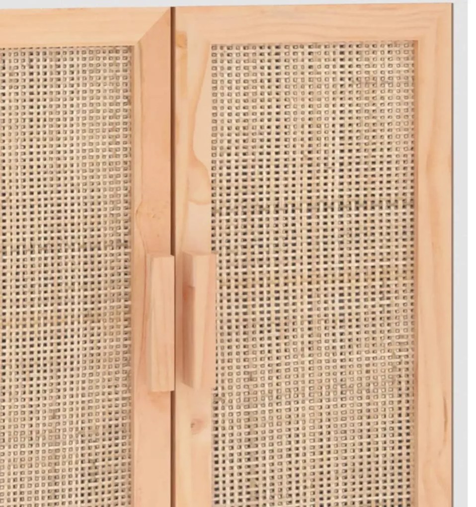 vidaXL Ντουλάπι Λευκό 60 x 30 x 70 εκ. από Μασίφ Πεύκο &amp; Φυσικό Ρατάν