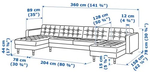 LANDSKRONA καναπές 5 θέσεων με σεζλόνγκ 692.699.82