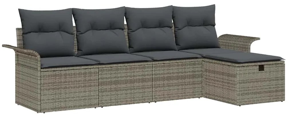 vidaXL Σετ Καναπέ Κήπου 5 pcs Γκρι 251 x 117 x 85 εκ. Πολυ ράταν