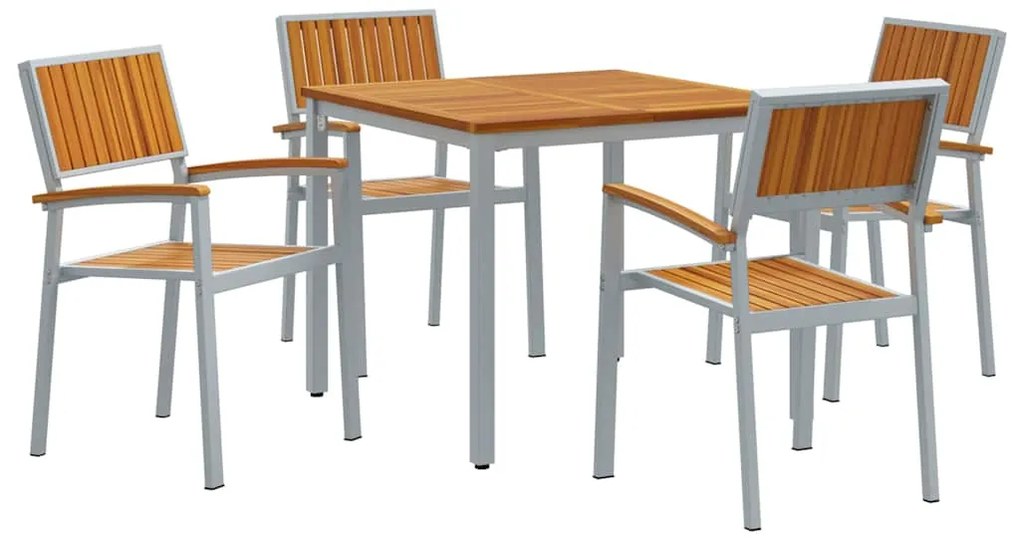 vidaXL Σέτ φαγητού για κήπο 5 pcs Γκρι και καφέ 90 x 90 x 75 cm