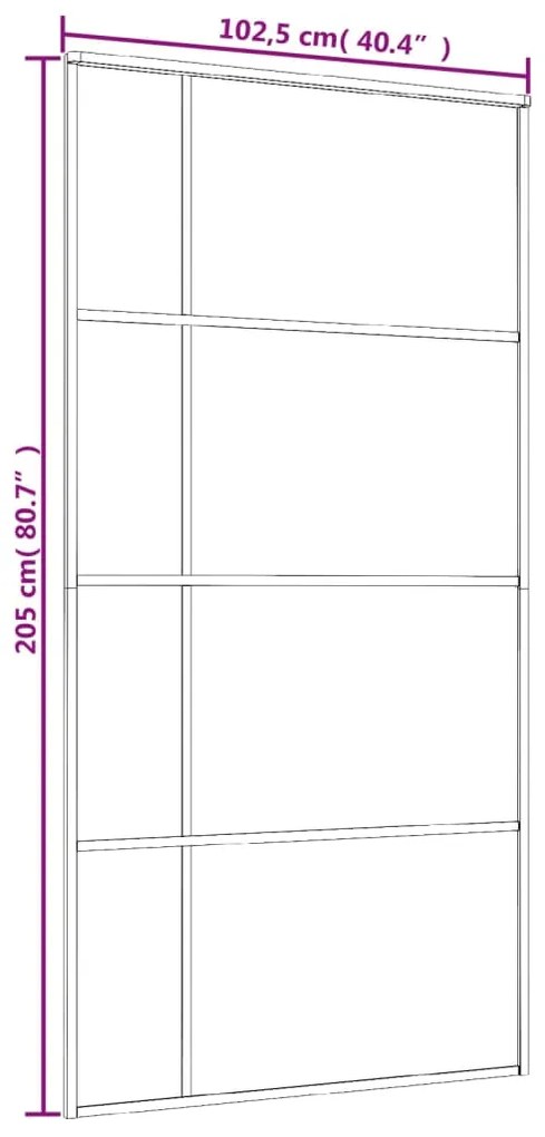 vidaXL Συρόμενη Πόρτα Μαύρη Αμμοβολή 102,5x205 εκ. Γυαλί ESG/Αλουμίνιο