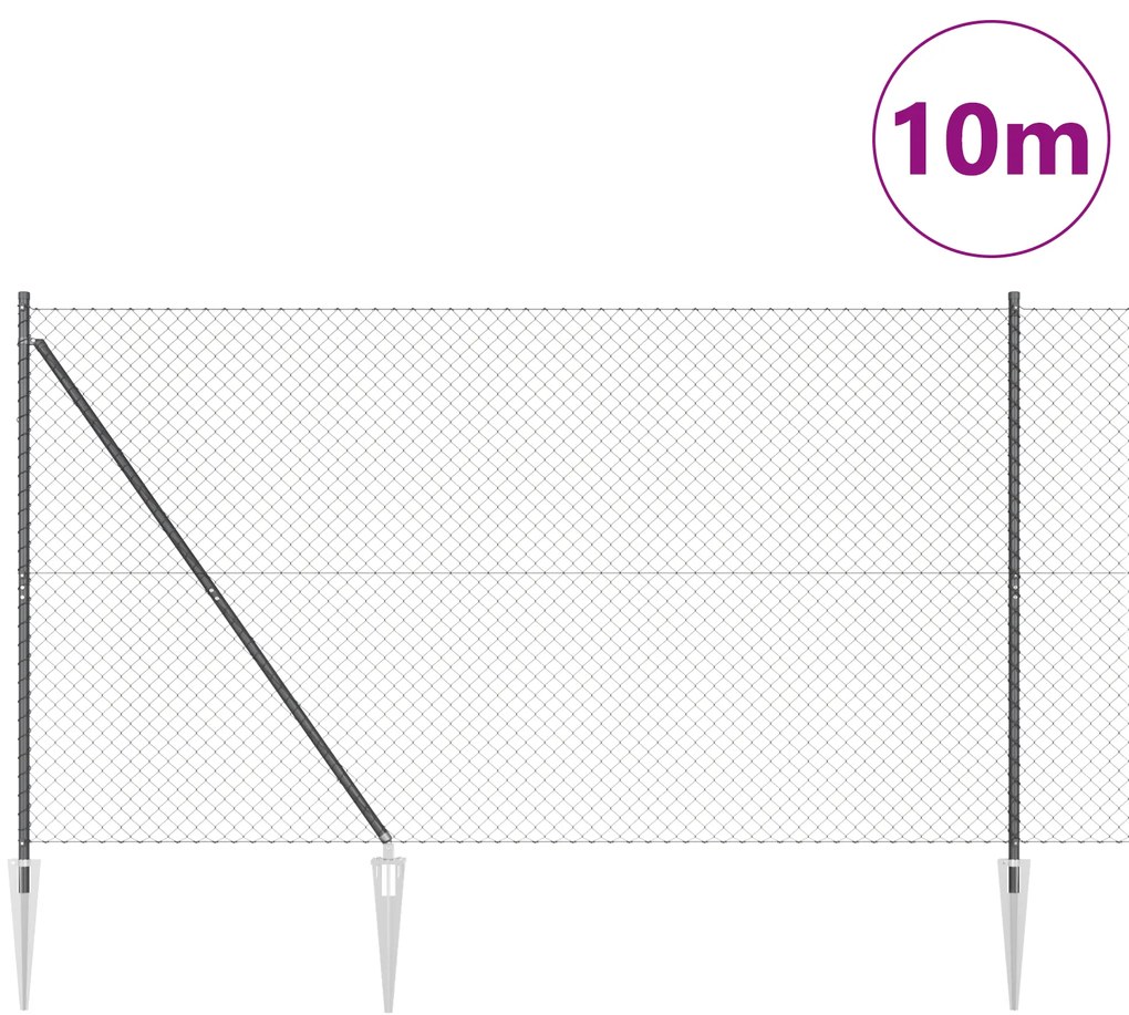 vidaXL Σετ Στύλων Φράχτη Γκρι 1.5 x 10 m
