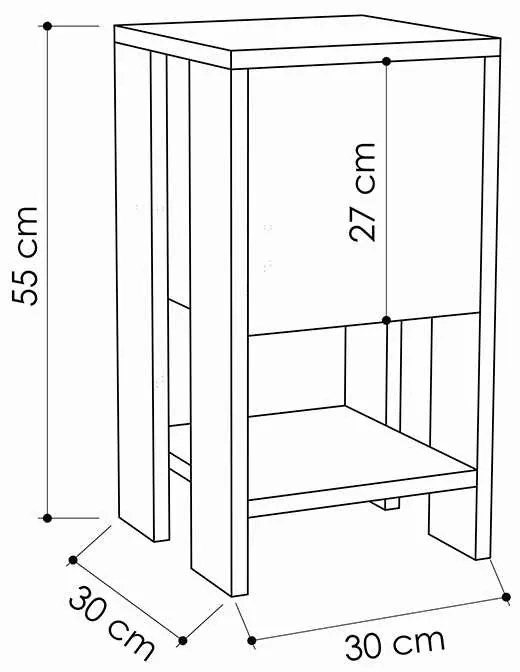 Κομοδίνο Ema pakoworld χρώμα λευκό 30x30x55εκ
