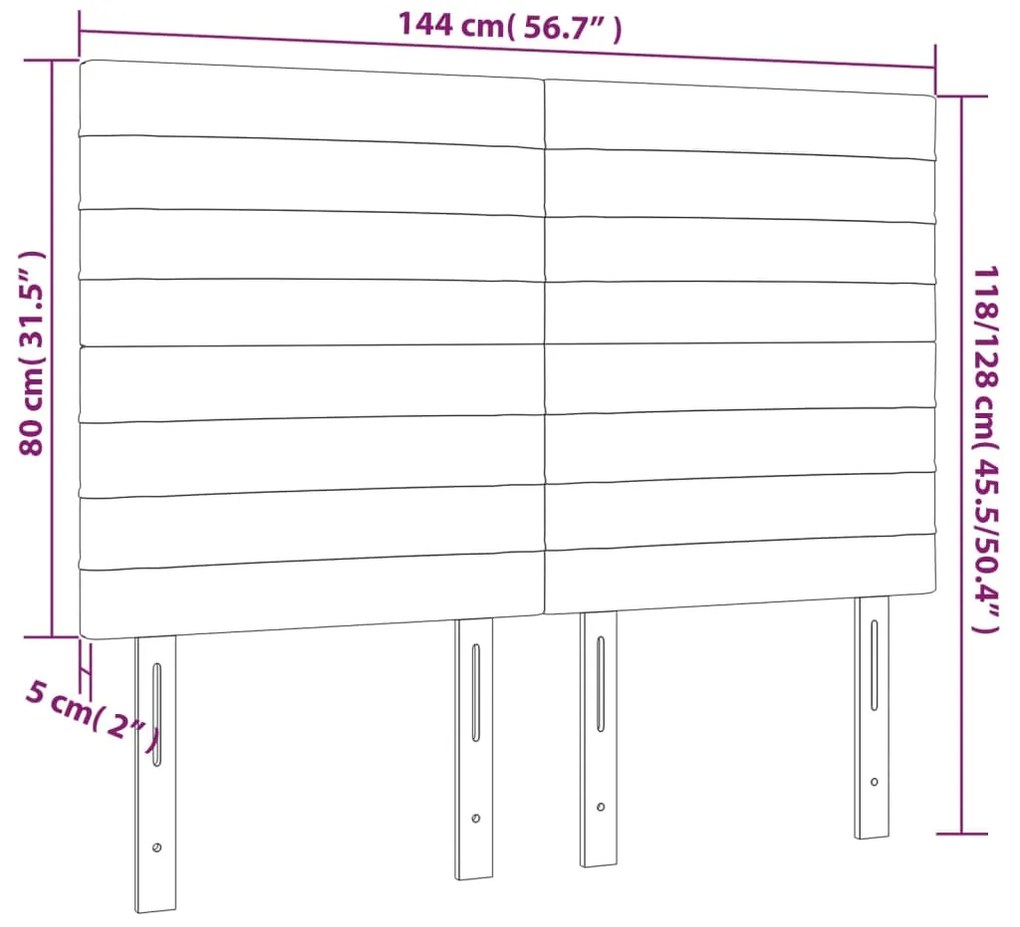 vidaXL Κεφαλάρι Κρεβατιού LED Σκούρο Καφέ 144x5x118/128εκ. Υφασμάτινο