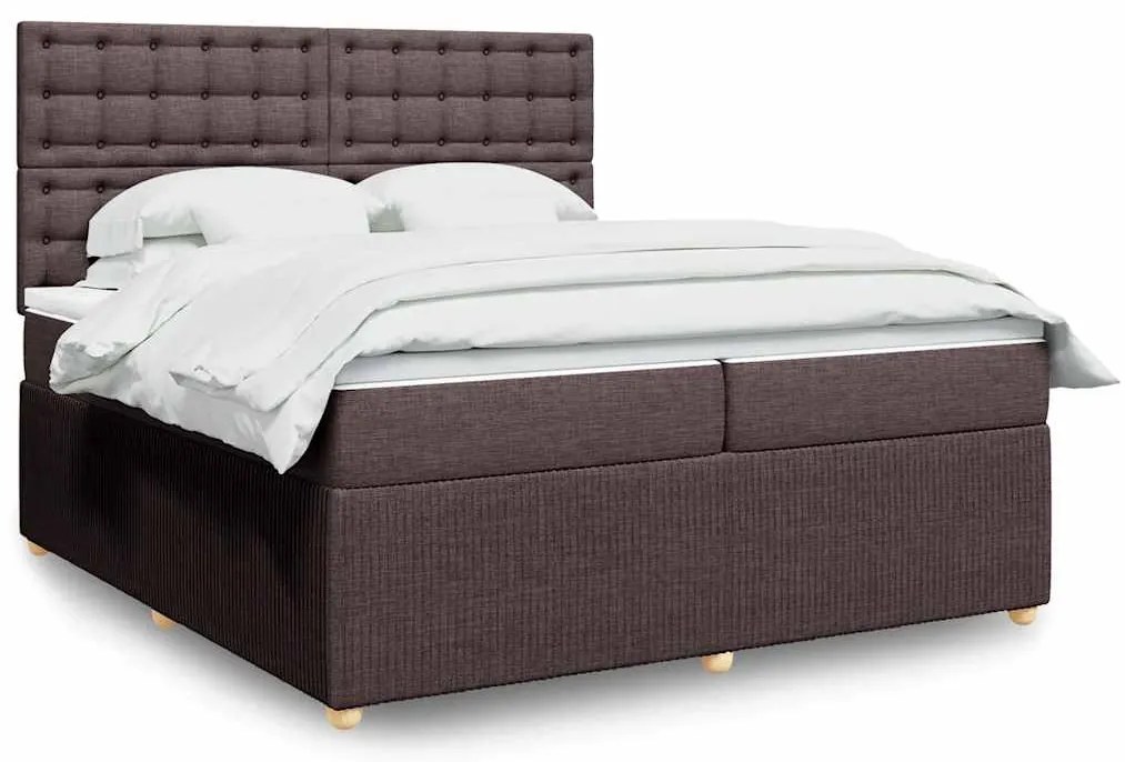 vidaXL Κρεβάτι Boxspring με Στρώμα Σκούρο Καφέ 200x200 εκ. Υφασμάτινο