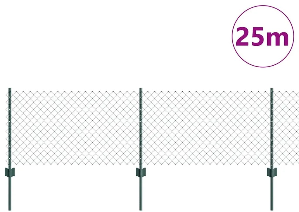 vidaXL Φράχτης με Στήλες. Πράσινο 0.6 x 25 μ Ατσάλι