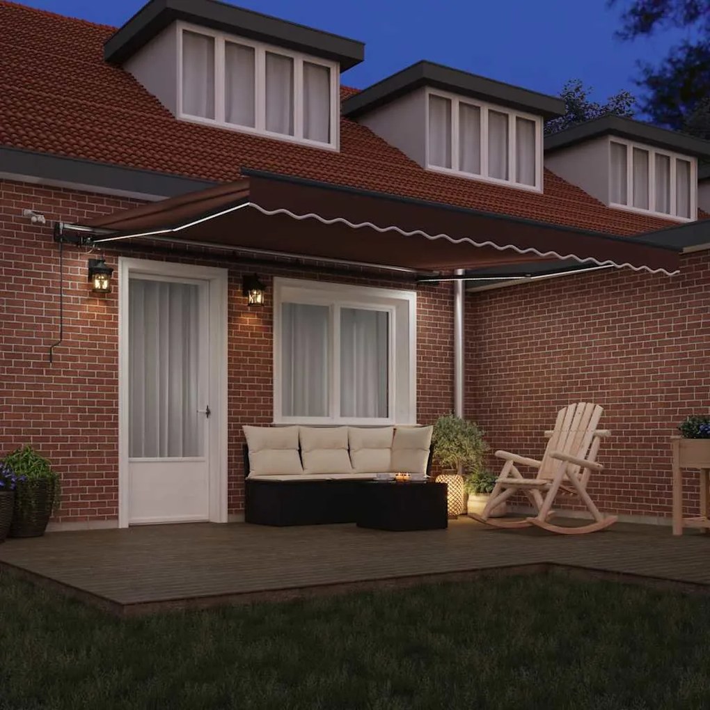 vidaXL Τέντα Πτυσσόμενη Αυτόματη με LED Καφέ 400x300 εκ.