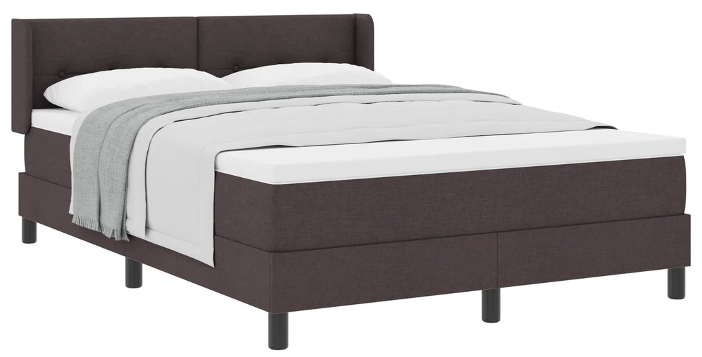 vidaXL Κρεβάτι με ελατήρια Σκούρο Καφέ 140 x 190 cm Ύφασμα και αφρός