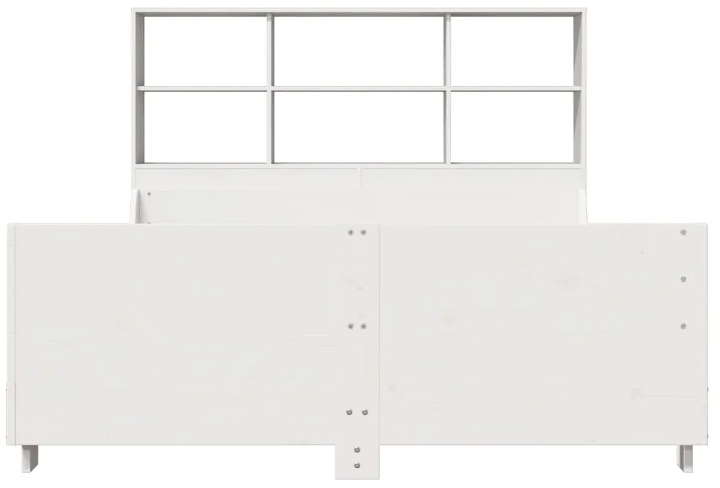 vidaXL Κρεβάτι Βιβλιοθήκη Χωρίς Στρώμα Λευκό 120x190 εκ Μασίφ Πεύκο