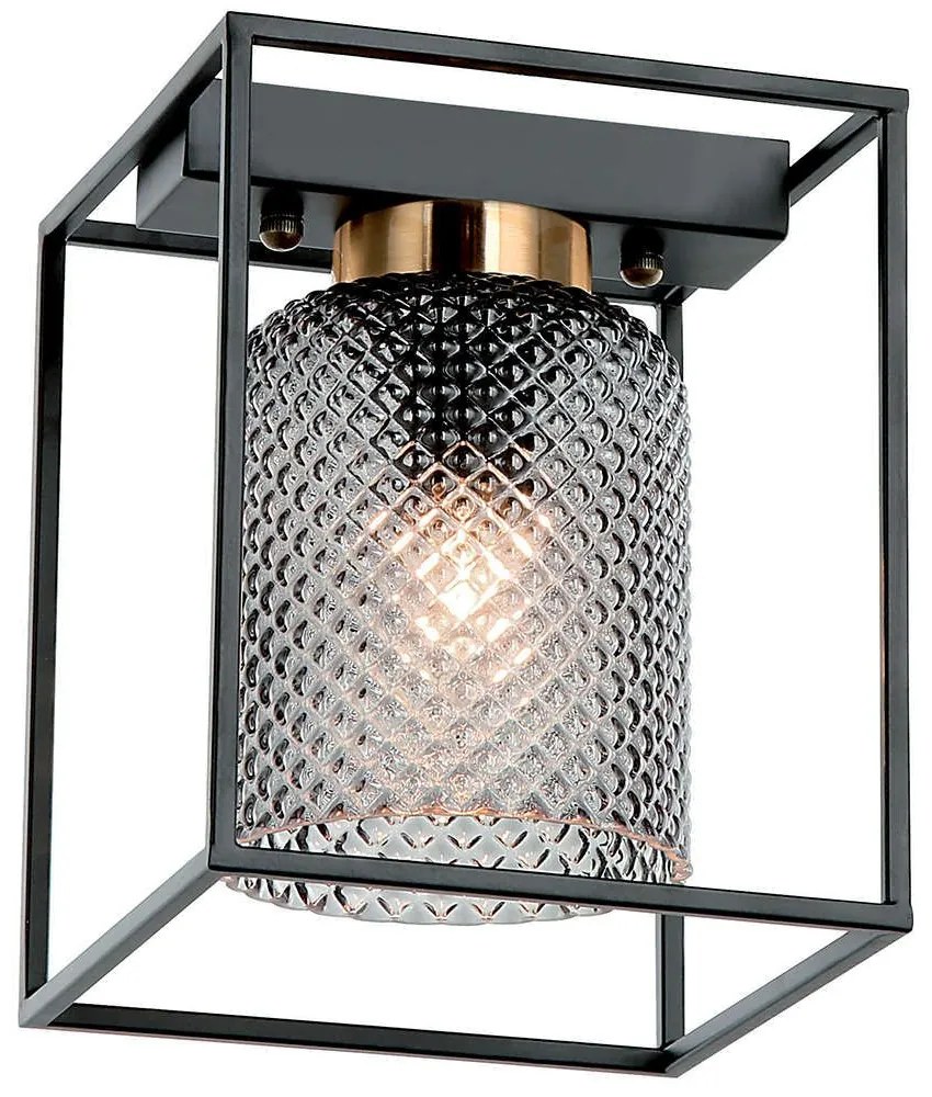 Φωτιστικό Οροφής - Πλαφονιέρα Zac 4246900 E27 Fume Viokef Metal, Glass
