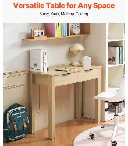 VEVOR Small Desk with Drawer Kids Desk for Bedroom Simple Study Table Light Wood