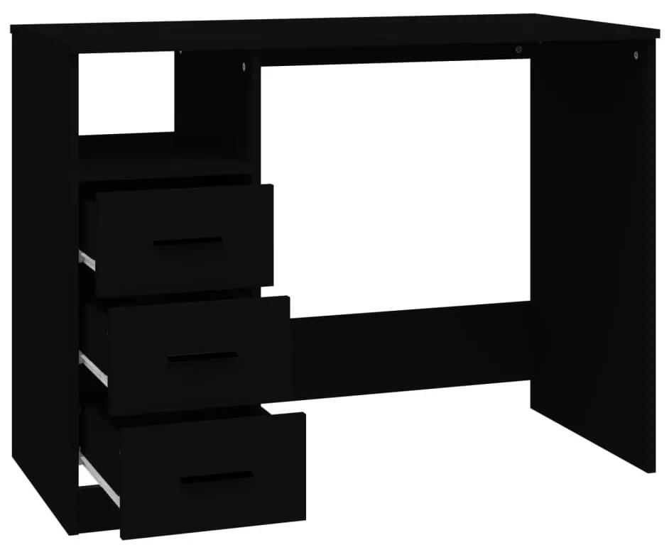 Γραφείο με Συρτάρια Μαύρο 102x50x76 εκ. από Επεξεργασμένο Ξύλο - Μαύρο