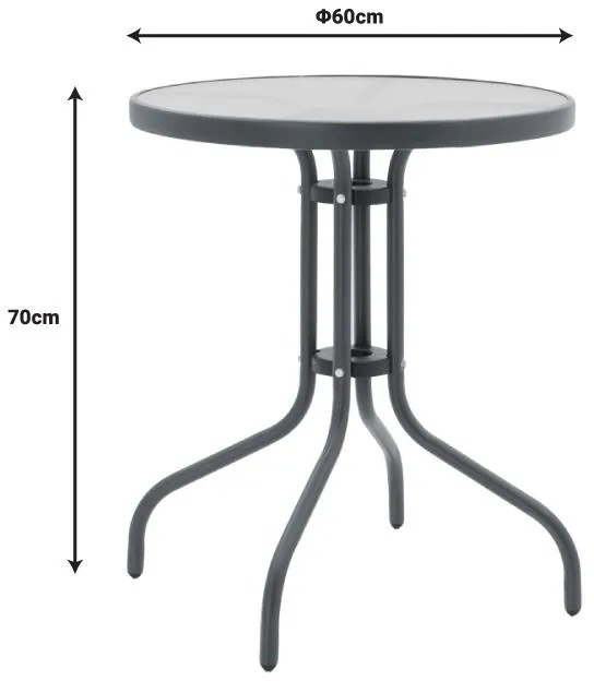 Τραπεζαρία Watson-Confidence A σετ 3τεμ μέταλλο σε ανθρακί απόχρωση Φ60x70εκ 60x60x70 εκ.