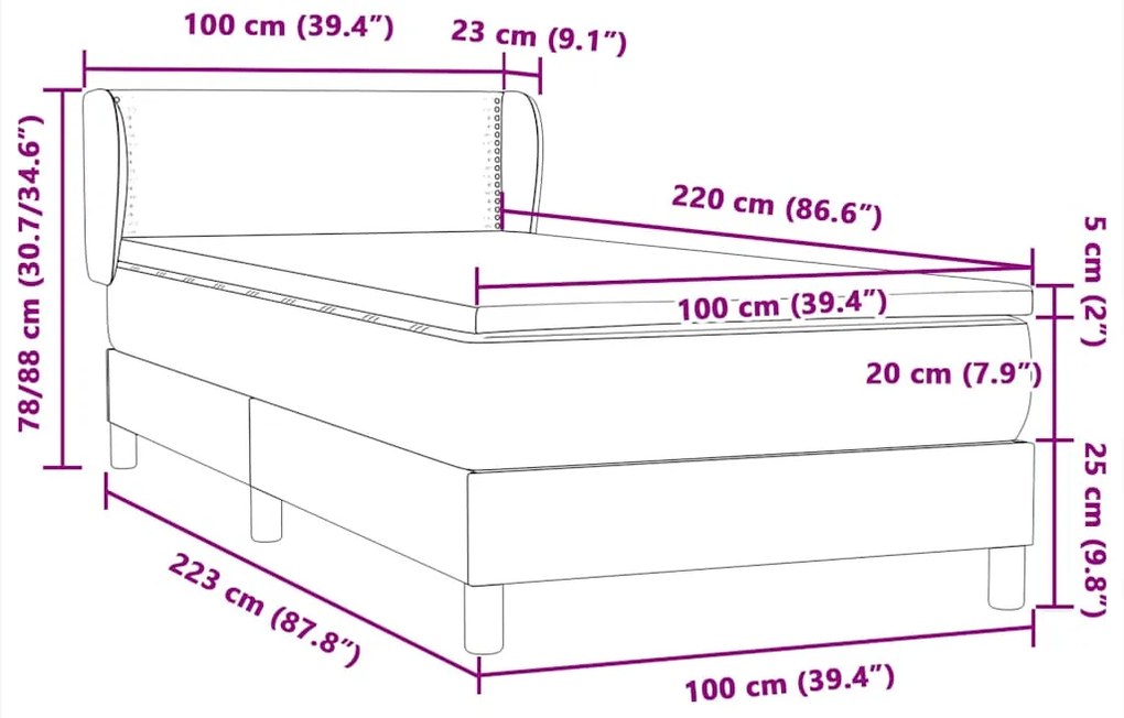 BOX SPRING ΚΡΕΒΑΤΙ ΜΕ ΣΤΡΩΜΑ ΣΚΟΥΡΟ ΠΡΑΣΙΝΟ 100X220CM ΒΕΛΟΥΔΙΝΟ 3317478