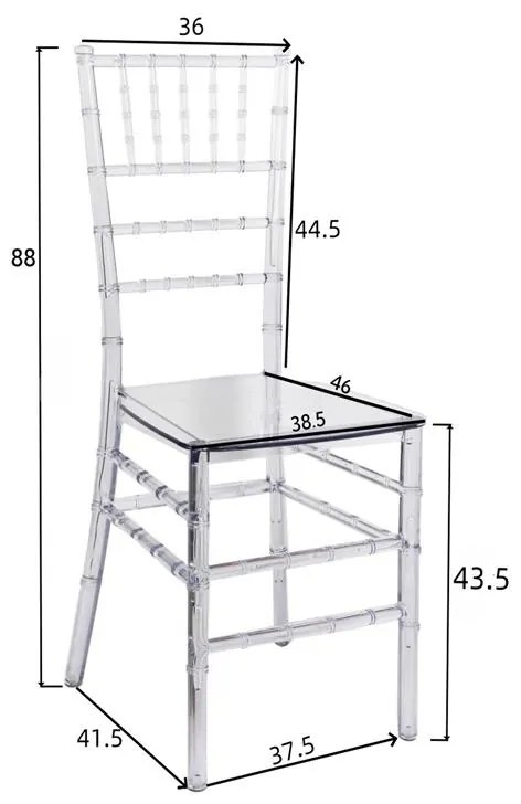 Καρέκλα Tiffany διάφανο pc 38.5x46x88εκ