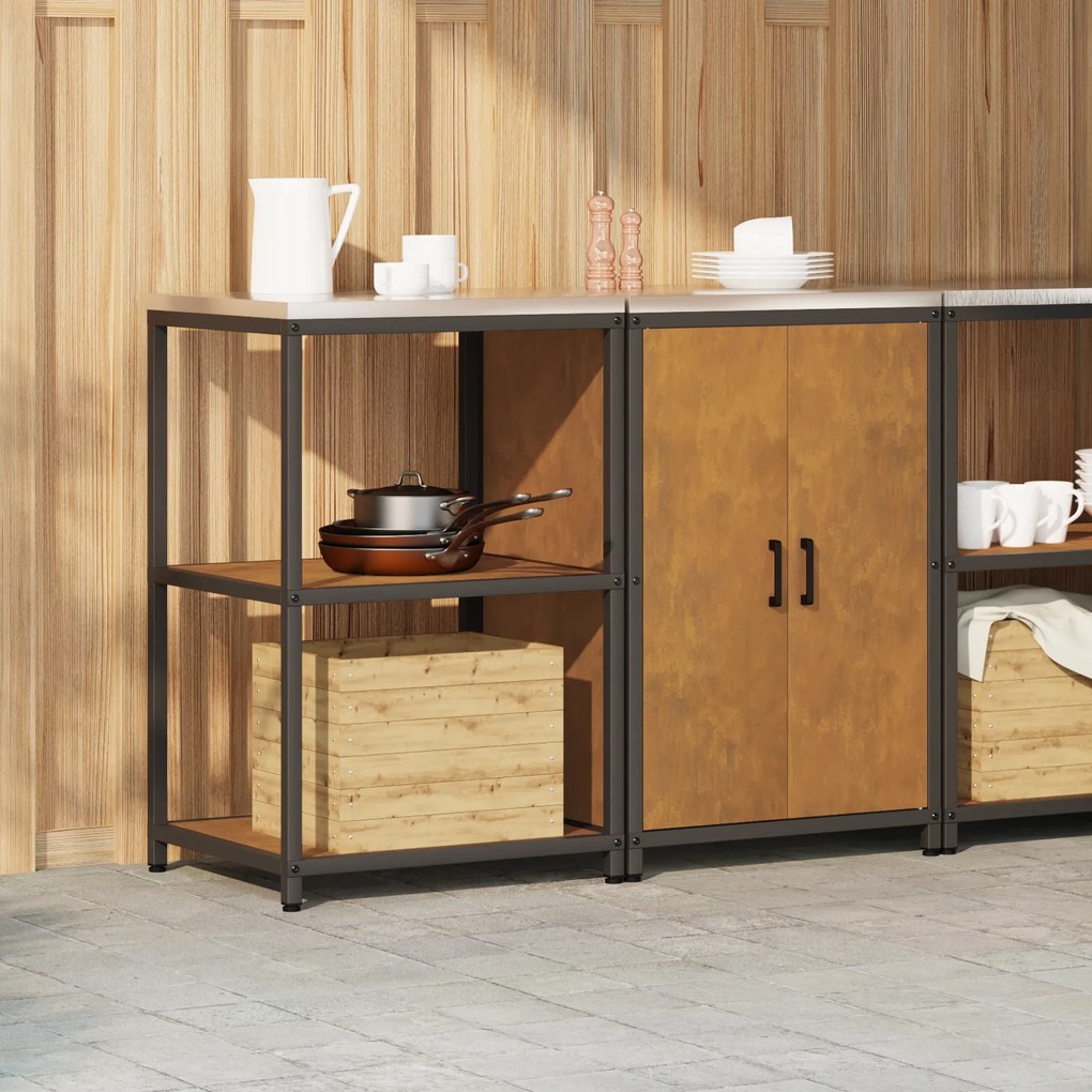 vidaXL Σετ Αποθήκευσης Κουζίνας 2 pcs Σκ rusty 120 x 50 x 92 εκ.