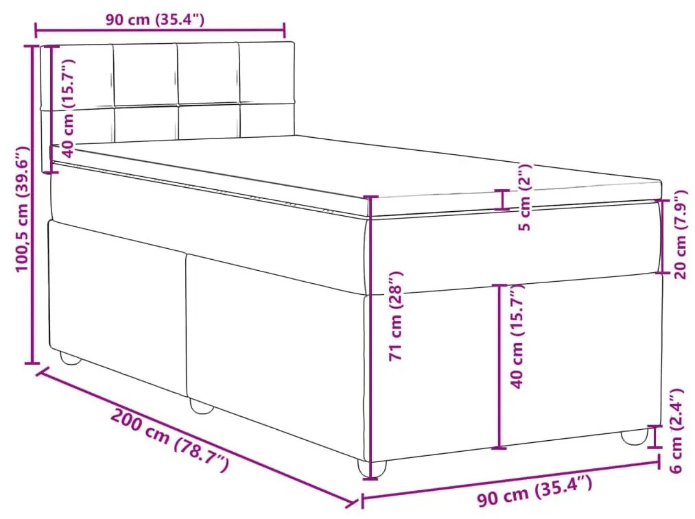 Κρεβάτι Boxspring με Στρώμα Μαύρο 90x200 εκ. Υφασμάτινο - Μαύρο