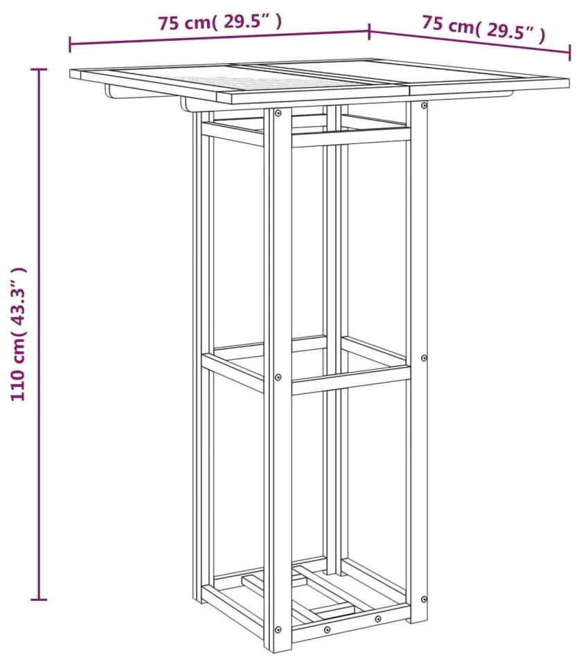 Τραπέζι Bistro 75 x 75 x 110 εκ. από Μασίφ Ξύλο Ακακίας - Καφέ